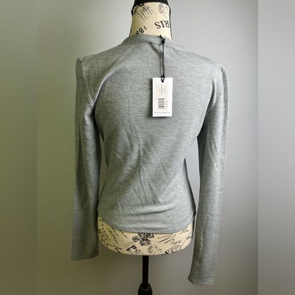 WeWoreWhat fitted crewneck waffle top NWT Size L - Picture 2 of 8